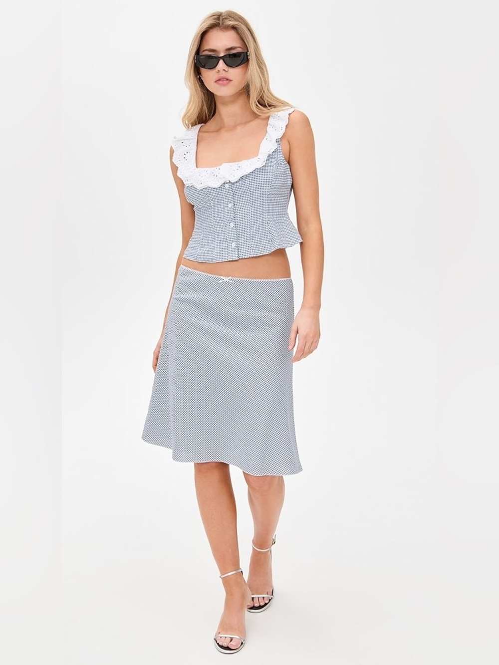 Danielle Guizio Blue gingham Paloma set